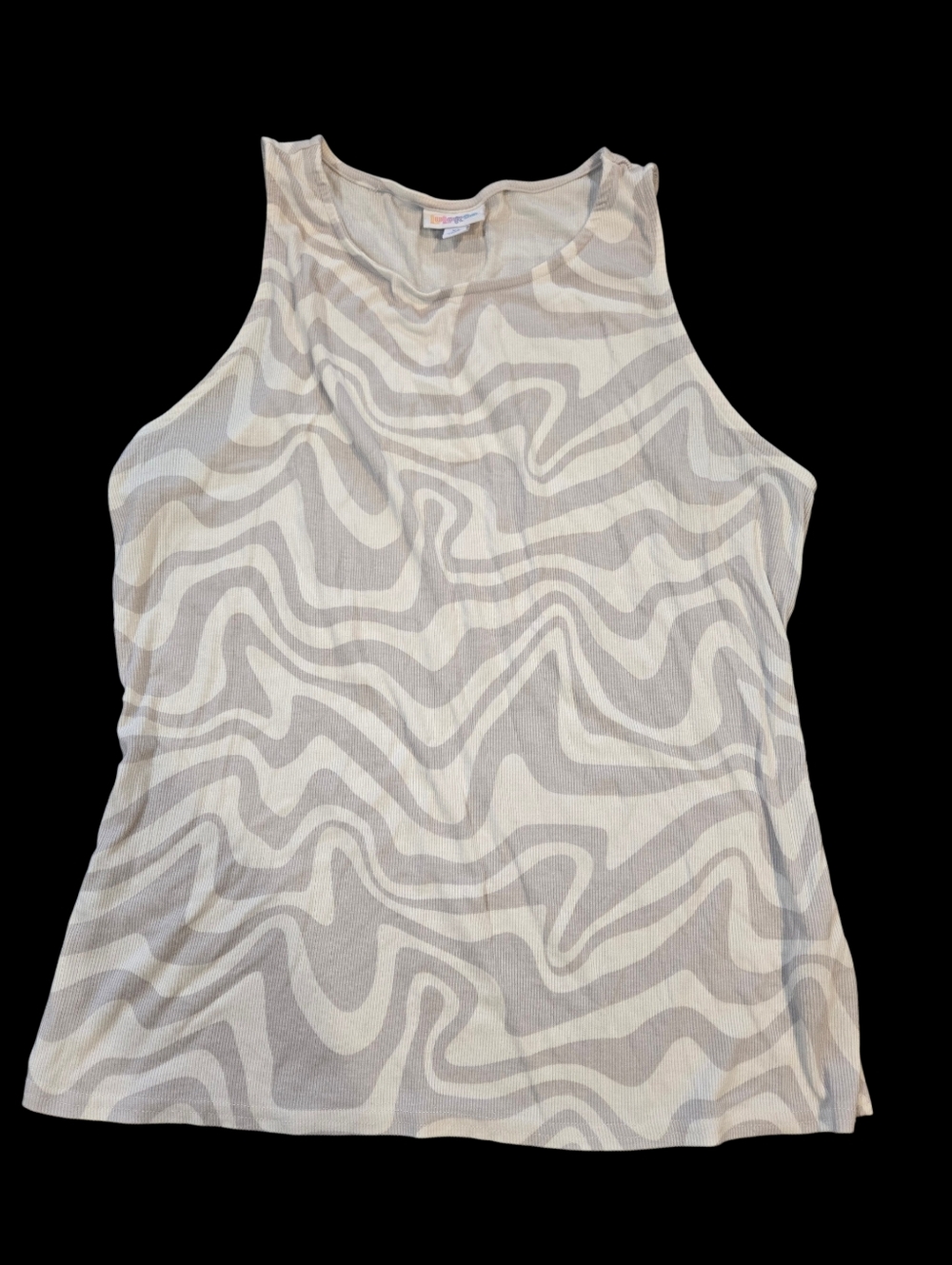 LuLaRoe Neutral Wave-Print Tank Top - Beige & Gray